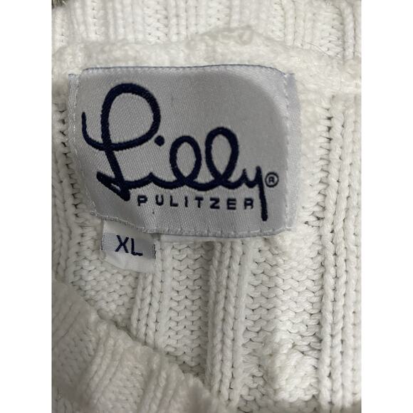 Lilly Pulitzer White Pullover Sweater Cotton Knitted Size XL Fisherman A001431 - Picture 6 of 8